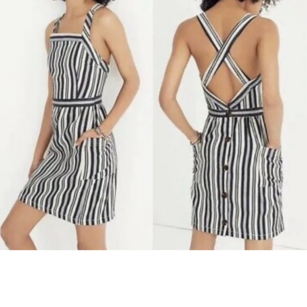 Madewell striped apron dress, size 6